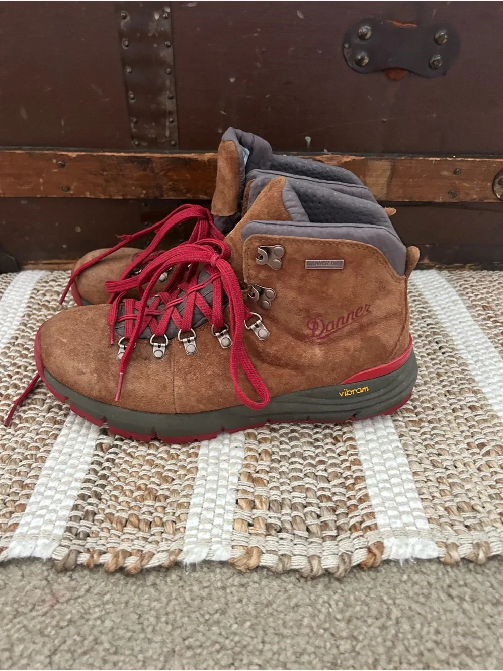 Danner Brown Suede Boots with Red Laces